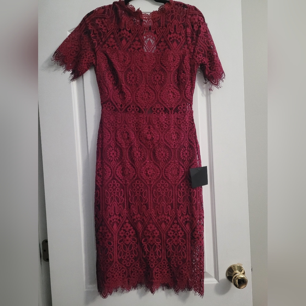 LuLu small Elegant Burgundy Lace Dress